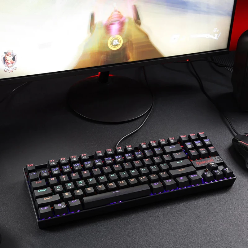 Redragon KUMARA RGB Mechanical Gaming Keyboard - Tenkeyless 87-Key, Outemu Red Switches, RGB Backlight, Black