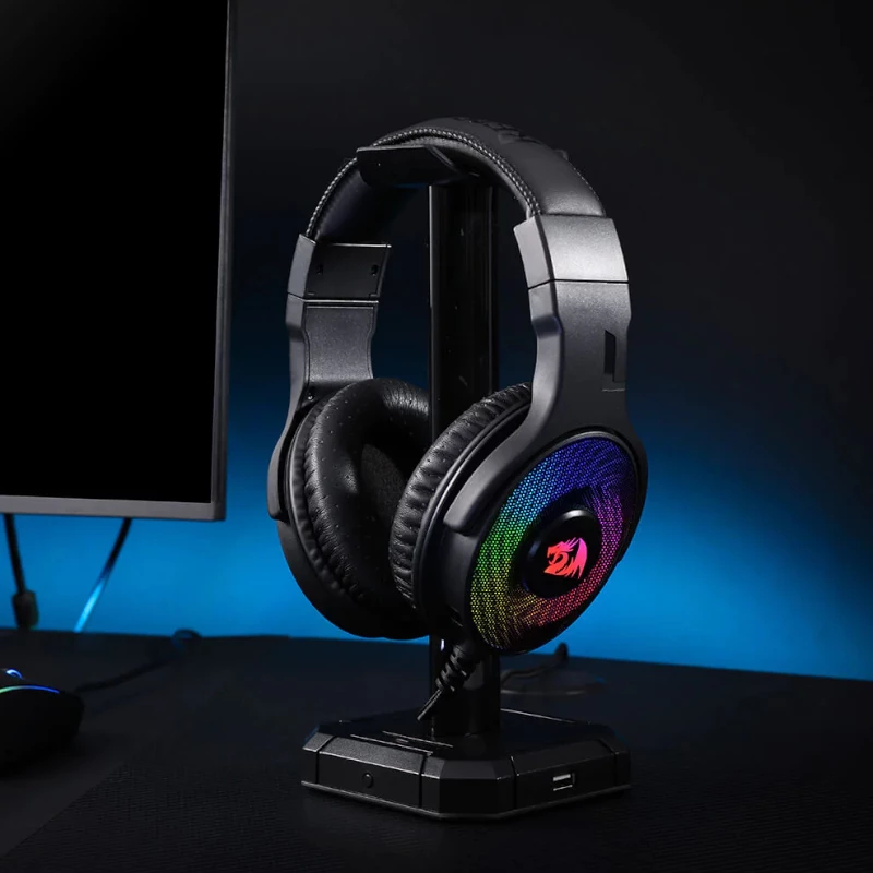REDRAGON PANDORA H350 RGB Over-Ear Gaming Headset with Detachable Microphone, 50mm Drivers, 3.5mm Audio & USB RGB Power, Black