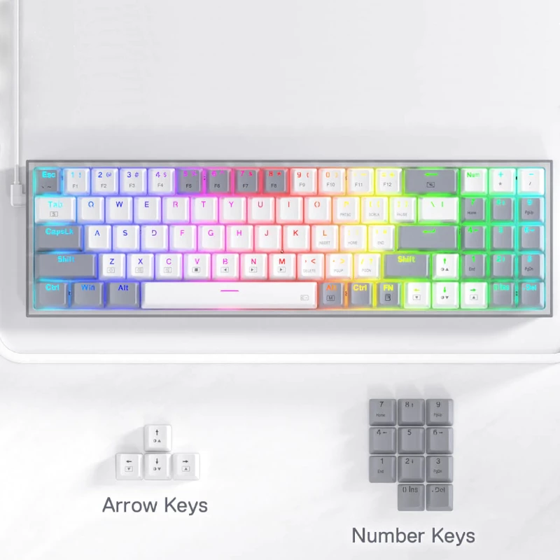 REDRAGON Pollux 65% Wired Mechanical Gaming Keyboard, Hot-Swappable Red Switches, RGB Backlight, Detachable USB-C, NKRO, Black