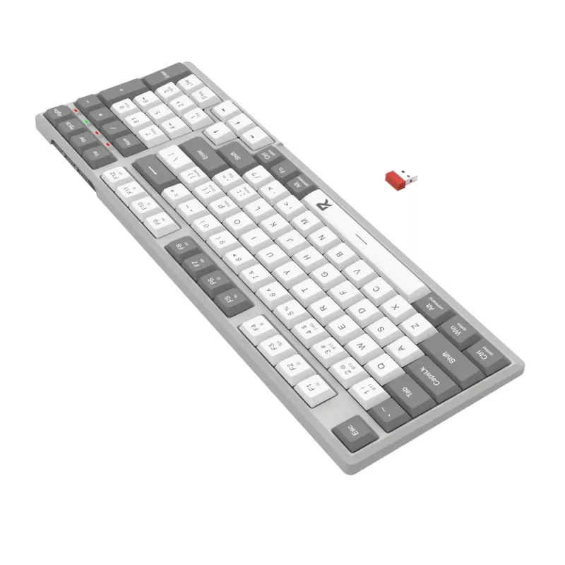 Redragon RD-BK-7111 60% Tri-Mode Low-Profile Mechanical Keyboard, RGB Backlit, Hot-Swappable, Black/White