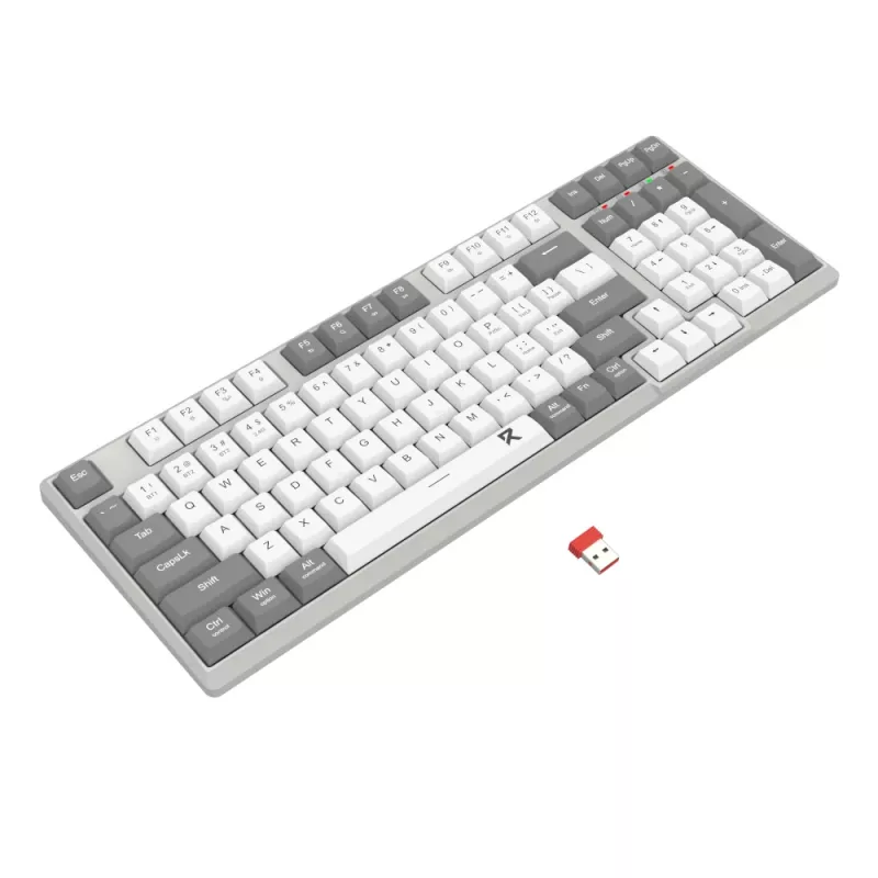 Redragon RD-BK-7111 60% Tri-Mode Low-Profile Mechanical Keyboard, RGB Backlit, Hot-Swappable, Black/White