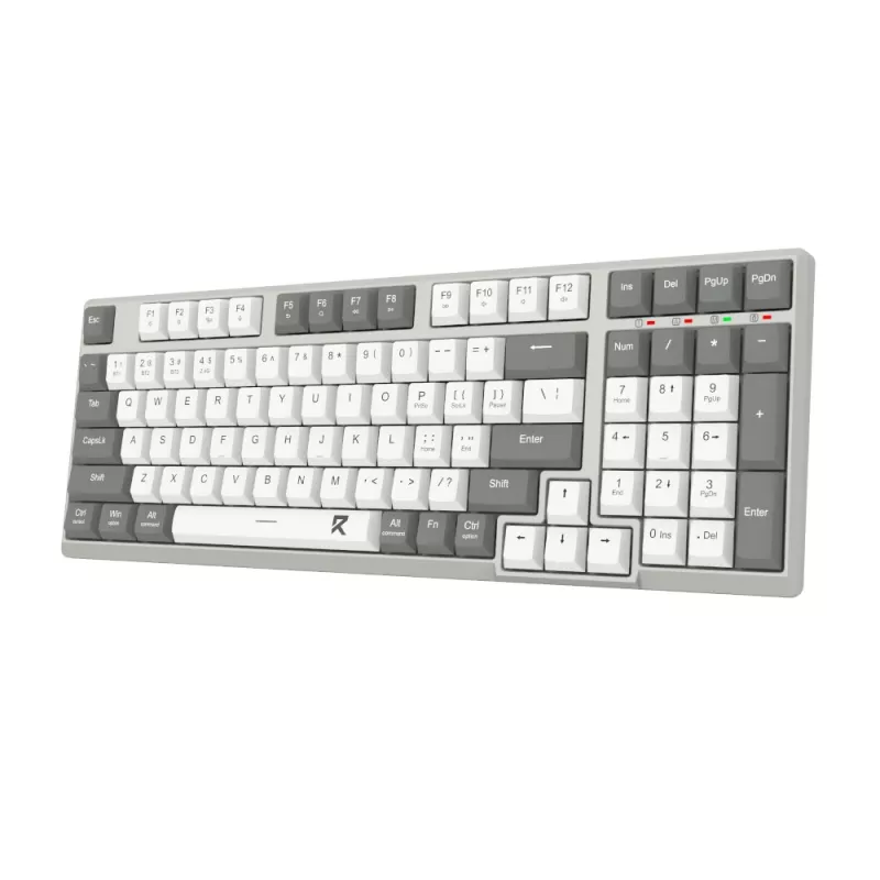 Redragon RD-BK-7111 60% Tri-Mode Low-Profile Mechanical Keyboard, RGB Backlit, Hot-Swappable, Black/White