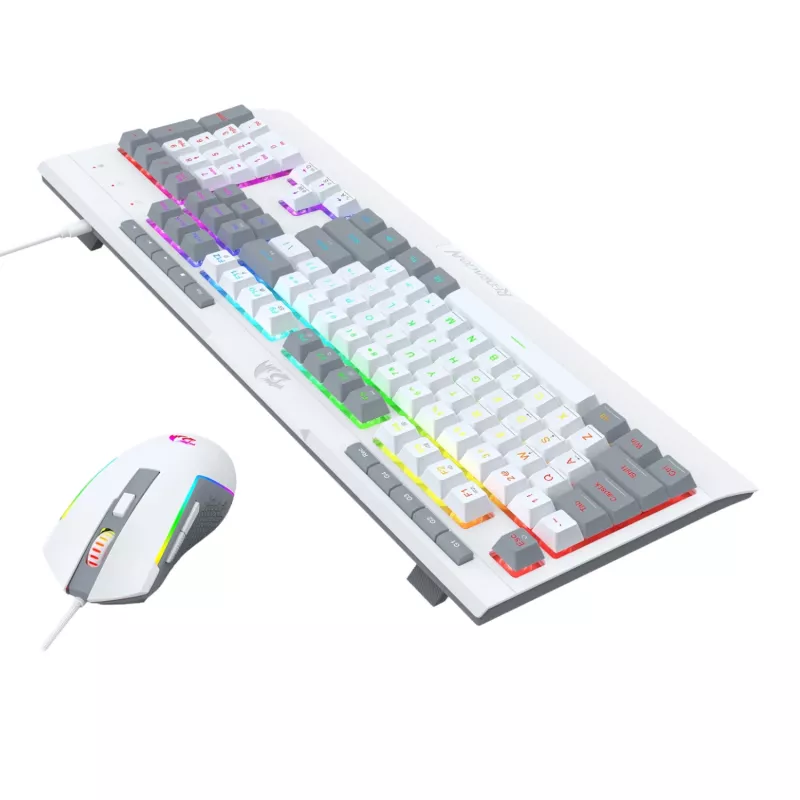 Redragon S151 Wired RGB Gaming Keyboard and Mouse Combo - White and Grey