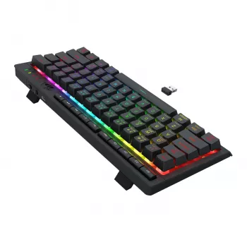 Redragon SHIVA K522 PRO RGB Wireless Gaming Keyboard - Tri-Mode TKL Mechanical, Hot-Swappable Red Switches, Black