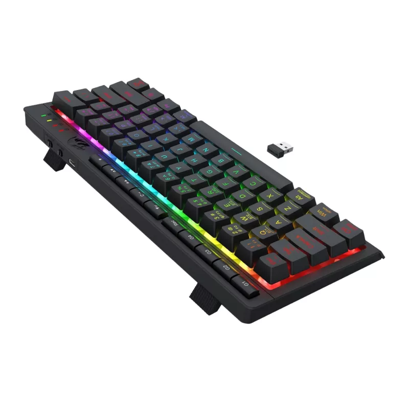 Redragon SHIVA K522 PRO RGB Wireless Gaming Keyboard - Tri-Mode TKL Mechanical, Hot-Swappable Red Switches, Black