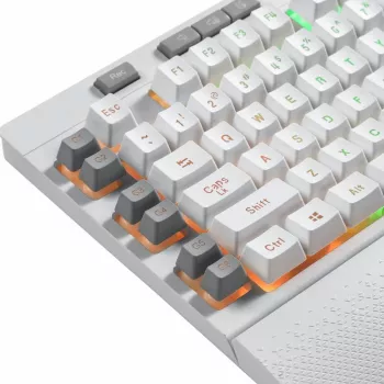 REDRAGON SHIVA RGB Membrane Keyboard, White, Full-Size, 6 Macro Keys, Detachable Wrist Rest, Wired USB
