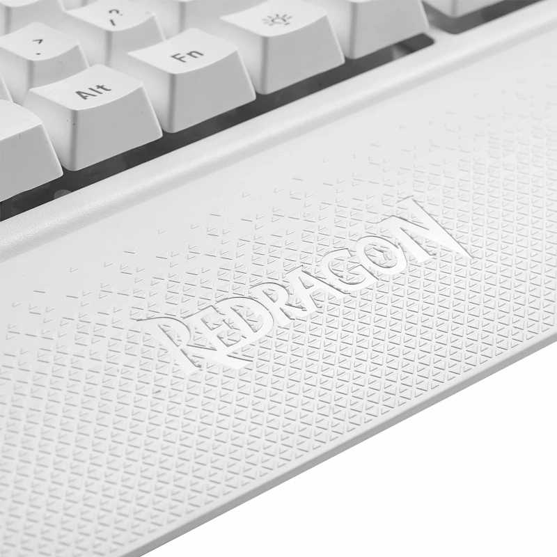 REDRAGON SHIVA RGB Membrane Keyboard, White, Full-Size, 6 Macro Keys, Detachable Wrist Rest, Wired USB