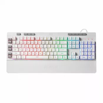 REDRAGON SHIVA RGB Membrane Keyboard, White, Full-Size, 6 Macro Keys, Detachable Wrist Rest, Wired USB