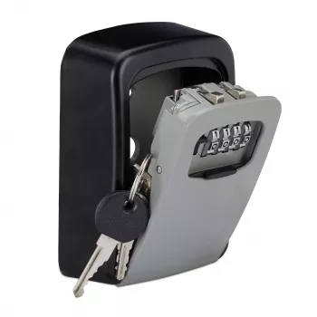 RELAXDAYS Key Safe with Combination Lock, Steel, Black/Grey, 9 x 4 x 11.5 cm 10027684_0