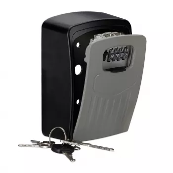 RELAXDAYS Wall-Mounted Key Safe with Combination Lock, Steel, Black/Grey, 14.5 x 10.5 x 5 cm 10027687_0