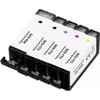 Renkforce Compatible Ink Cartridge Combo Pack for Canon PGI-525PGBK, CLI-526BK, CLI-526C, CLI-526M, CLI-526Y (Pigment Black, Dye Black, Cyan, Magenta, Yellow, 5-Pack) RF-7064560
