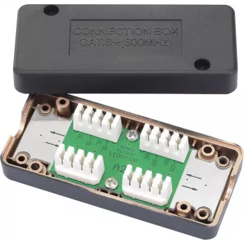 renkforce Connection Box for CAT 6A Network Cables, Shielded Junction Box, LSA+ Terminals, 10 Gbit/s, Light Grey