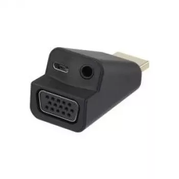 Renkforce HDMI to VGA Adapter with 3.5mm Audio, Full HD 1080p, Black 041C142