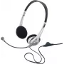 Renkforce RF-5045268 Wired On-Ear Headset with Boom Microphone and Inline Volume Control, Black/Silver