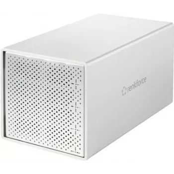 Renkforce RF-5587610 4-Bay SATA Hard Drive Enclosure, 2.5/3.5 inch, USB 3.2 Gen 1, Aluminum, 80mm Fan