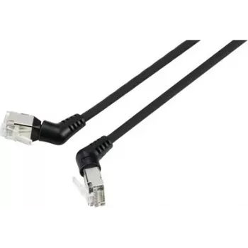 Renkforce RF-6071550 CAT 6a F/UTP Patch Cable, 2 m, Black, 360° Rotatable RJ45 Connectors, Angled Exit