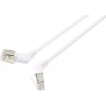 Renkforce RF-6071566 CAT 6a F/UTP Network Patch Cable, RJ45, 1 m, White, 360° Rotatable Connectors, Angled Exit