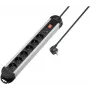 Renkforce RF-6417718 6-Way Surge Protected Power Strip with Aluminium Housing, 1.5 m Cable, Black