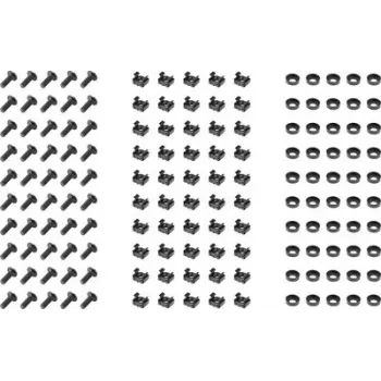 Renkforce RF-7112906 10-inch & 19-inch Network Cabinet Mounting Kit, M6 Cage Nuts, Screws & Washers, 20-Piece Set, Black