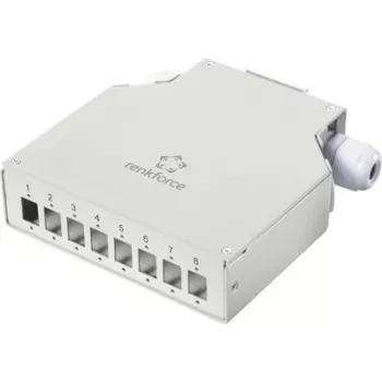 Renkforce RF-7187896 DIN Rail Adapter, 8-Port Unpopulated Housing, Light Grey