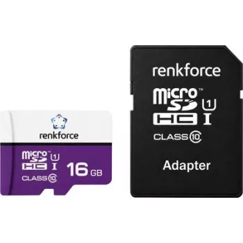 Renkforce RF-mSDC-16GB microSDHC Card 16 GB Class 10 UHS-I U1 with SD Adapter RF-7577908