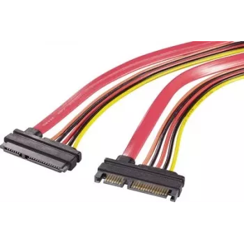 Renkforce SATA Combo Extension Cable 7+15 Pin Male to Female 0.20 m Red/Orange RF-4297182