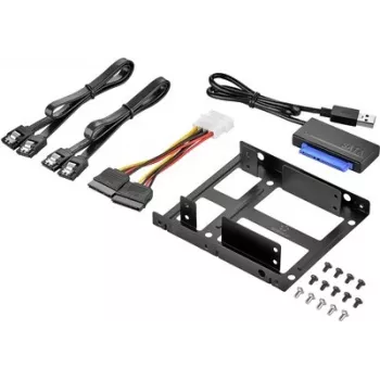 Renkforce SSD Kit DH06K Dual 2.5 inch to 3.5 inch Drive Mounting Frame, Metal, Black