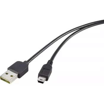 Renkforce USB 2.0 A to Mini-B Reversible Cable 1.8 m Black
