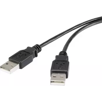 Renkforce USB 2.0 Cable A to A 1.8m Black Gold-Plated RF-4463037