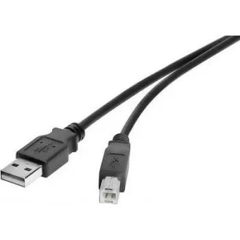 Renkforce USB 2.0 Cable A to B 1m Black Gold-Plated RF-4463070