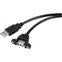 Renkforce USB 2.0 Extension Cable, USB-A Male to USB-A Female, 1 m, Black, Panel Mount, Screwable RF-5720386