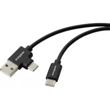 Renkforce USB 2.0 USB-C to USB-A Cable 1m Black RF-7116120