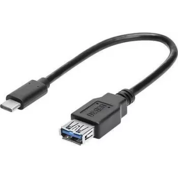 renkforce USB-C to USB 3.0 A Adapter Cable with OTG, 0.15 m, Black, Gold-Plated Contacts