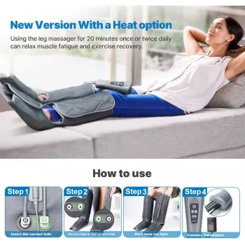 RENPHO Foot & Calf Air Massager With Heat - Grey/Black