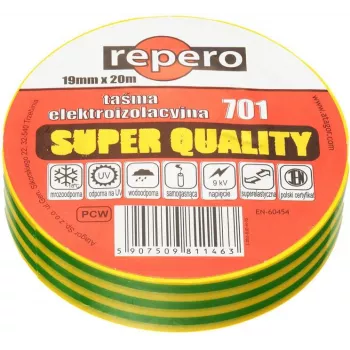 REPERO 701 Yellow-Green PVC Insulating Tape 19mm x 20m