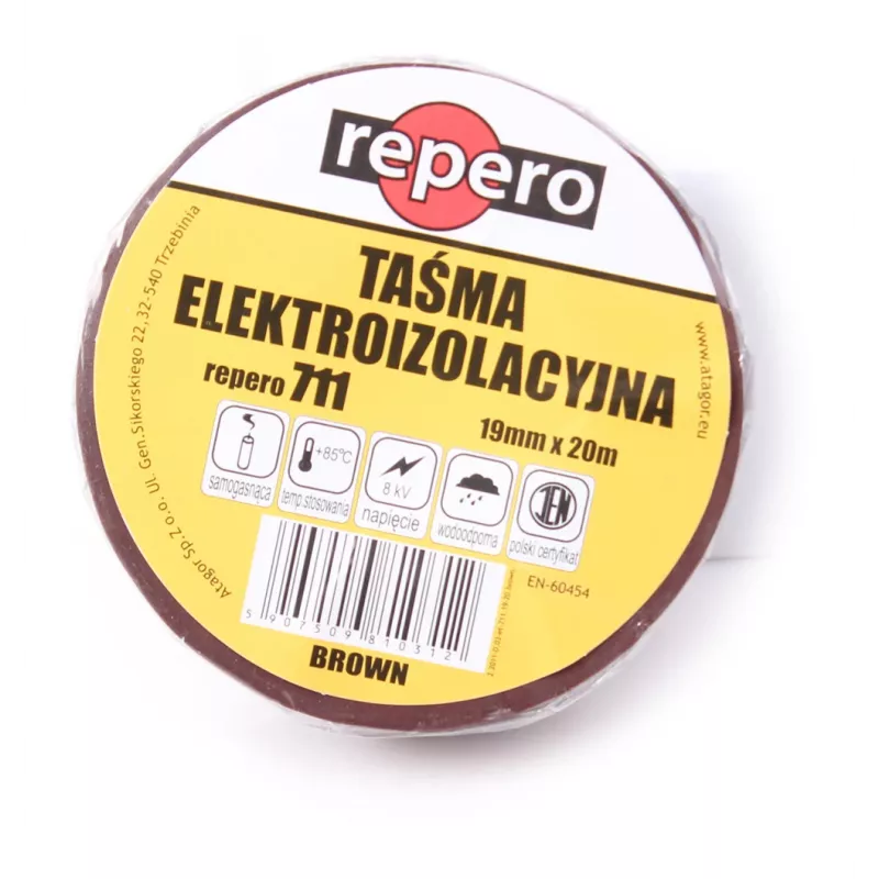 REPERO 711E Brown PVC Electrical Insulation Tape 19 mm x 20 m
