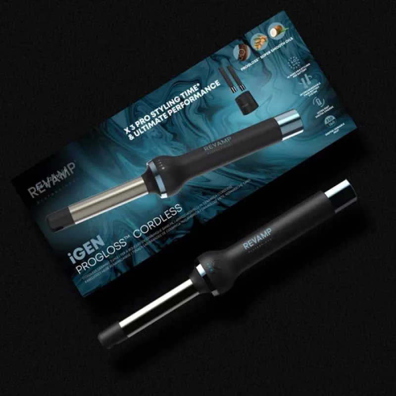 Revamp TO-2750-EU2 Progloss iGEN Cordless Ceramic Tong 25mm Black/Rose Gold