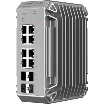 Reyee 12-Port Industrial Switch, 8x Gigabit, 4x SFP, up to 80°C (RG-NIS3100-8GT4SFP-HP)