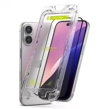 Ringke iPhone 15/16 Screen Protector Premium Easy Slide Tempered Glass 9H with Installation Jig (2 Pack) Transparent