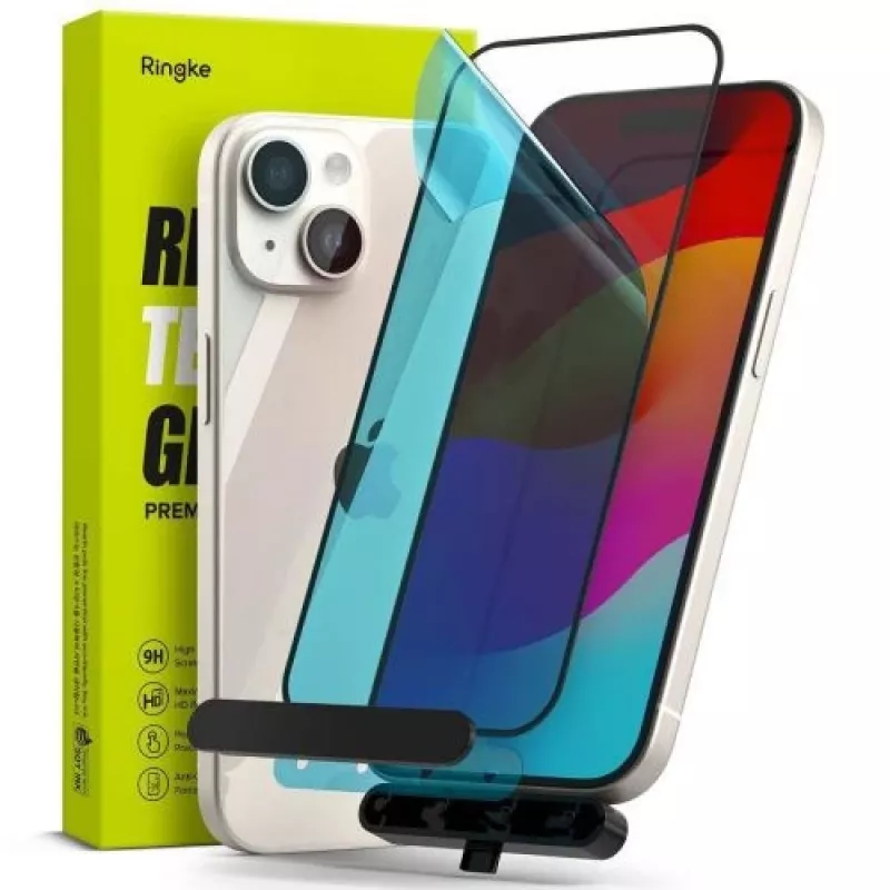 Ringke iPhone 15/16 Screen Protector Privacy Tempered Glass 9H with Installation Jig Transparent