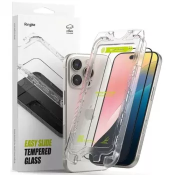 Ringke iPhone 16 Pro Max Screen Protector Premium Easy Slide Tempered Glass 9H with Installation Jig (2 Pack) Transparent