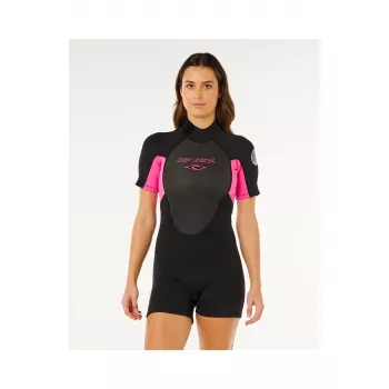 Rip Curl Omega Back Zip Springsuit - Black/Pink - Women's - Size S