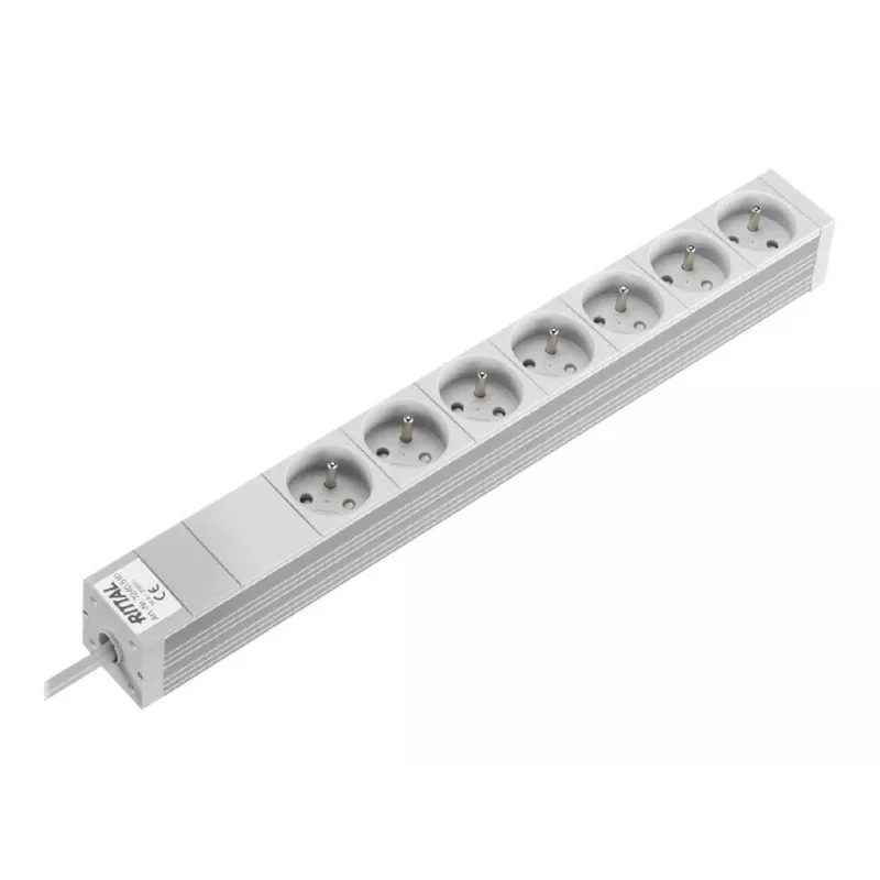 Rittal 7240510 1U 19 inch Rack PDU, 7x CEE 7/5 Outlets, 230V 16A, 2m Cable, Grey