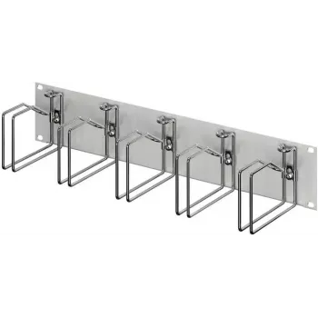 RITTAL 7996.626 19 inch 2U Cable Management Panel with 5 Metal Routing Brackets 120x60 mm, Light Grey RAL 7035