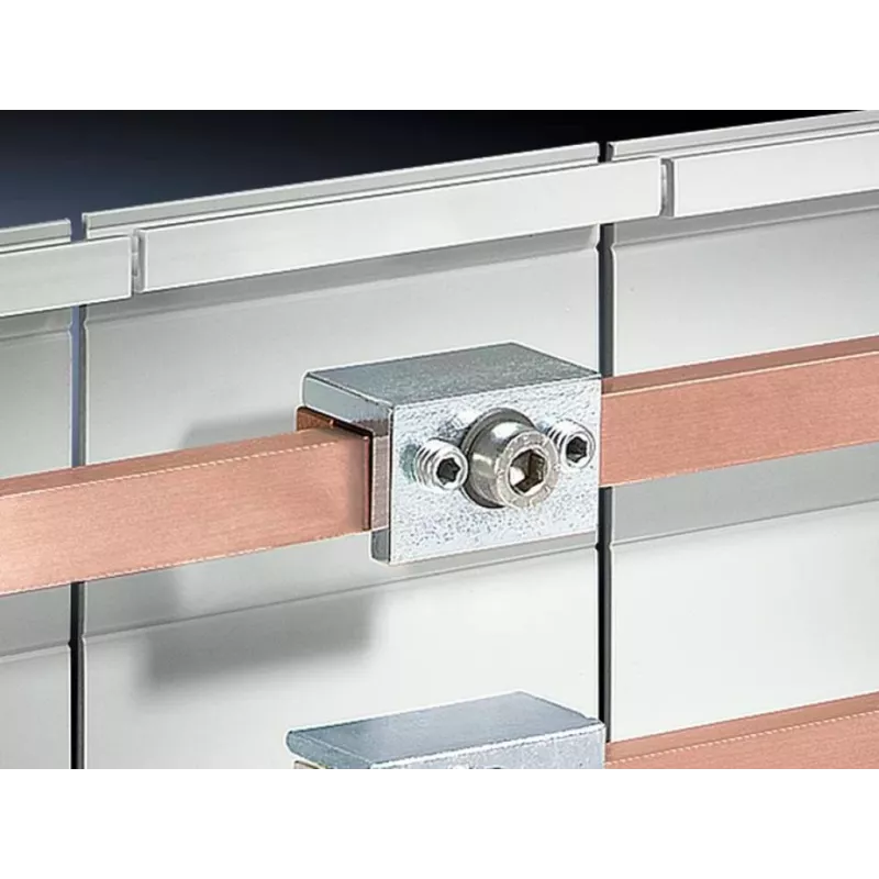 Rittal SV Busbar Single Connector 9350.075 (3-Pack) for Flat Copper Busbars, 1600 A, 1000 V, Black