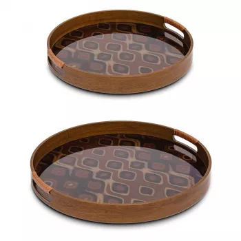 Rituali Domestici Galateo Set of 2 Round Serving Trays, White Melamine, 38 cm & 30 cm