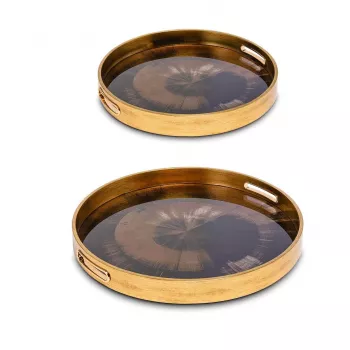 Rituali Domestici Galateo Set of 2 Round Trays Irises