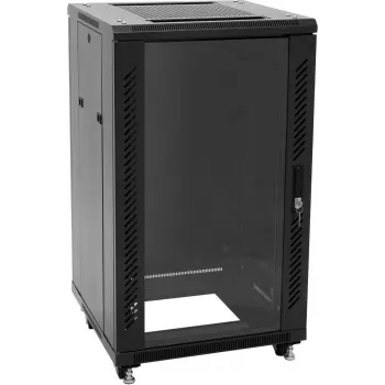 ROADINGER SSC-16 16U 19 inch Steel Rack Cabinet with Glass Door, 150 kg Load, Black