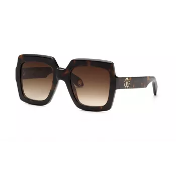 Roberto Cavalli Women's SRC108-5204BL Cat Eye Sunglasses, Blue Havana Frame, Gradient Blue Lenses, 52mm