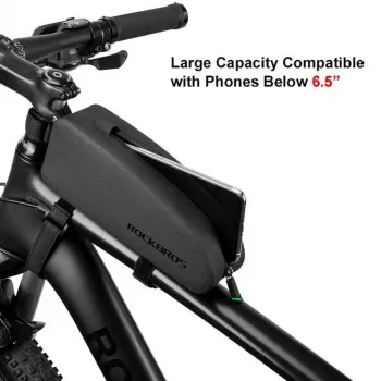 ROCKBROS 1.6L Bicycle Top Tube Bag Waterproof Hard Shell EVA Carbon Fiber Texture Black